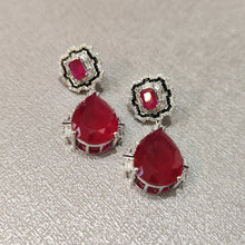 Load image into Gallery viewer, ruby earrings in silver
