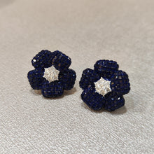 Load image into Gallery viewer, blue flower earrings