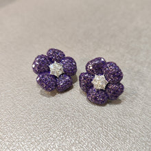 Load image into Gallery viewer, lavender flower earrings invisible settings