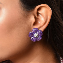 Load image into Gallery viewer, lavender flower earrings