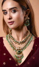 Load image into Gallery viewer, Royal Emerald Double Layered Polki Necklace