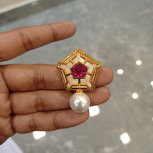 Load image into Gallery viewer, Mother of Pearl Ruby Earrings