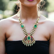 Load image into Gallery viewer, Multi colored Navratan Long Necklace