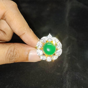 Silver Emerald Ring with Swarovski
