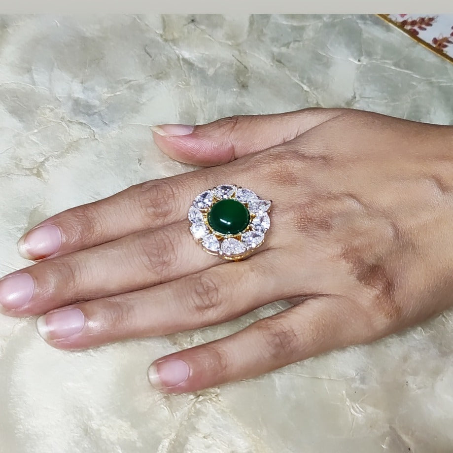 Silver Emerald Ring with Swarovski - Main Image