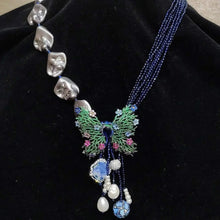 Load image into Gallery viewer, Butterfly Pendent Mala in Royal Blue with Baroque
