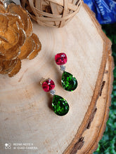 Load image into Gallery viewer, Sparkling Swarovski Earrings in Green Red