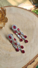 Load image into Gallery viewer, Triple layer Ruby Earrings