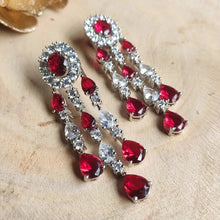 Load image into Gallery viewer, Red earrings diamond
