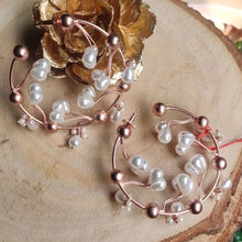 Load image into Gallery viewer, Rose Hoop Pearl Earring