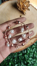 Load image into Gallery viewer, Rose Hoop Pearl Earring