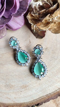 Load image into Gallery viewer, Pastel Sea Green Earrings in Victorian Plating