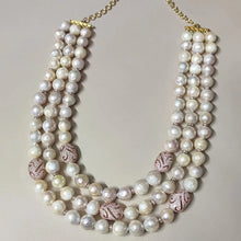 Load image into Gallery viewer, Real Baroque Pearl Mala with Rose Gold Stops
