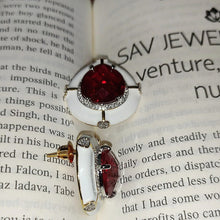 Load image into Gallery viewer, White Enamel Ruby Studs