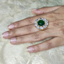 Load image into Gallery viewer, Silver Emerald Ring with Swarovski