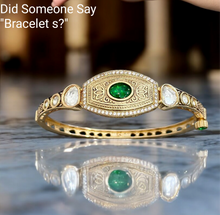 Load image into Gallery viewer, Fine Emerald Antique Gold Bracelet
