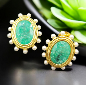 Rusted Green Stone Studs