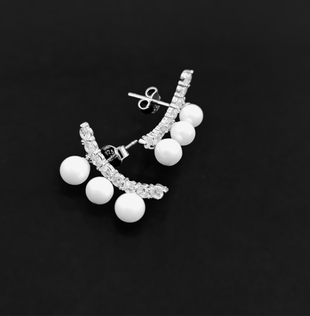 925 Silver Pearl Bali Earrings