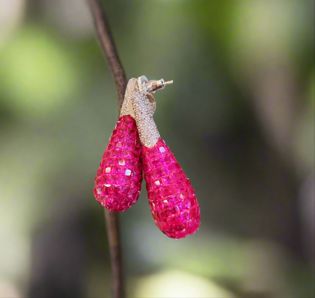 Ruby Invisible Setting Earrings