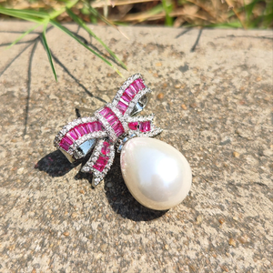 Ruby Ribbon Diamond Earrings