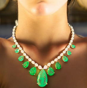 Royal Emerald Queen Necklace in Gold Plating (ISHA 036)