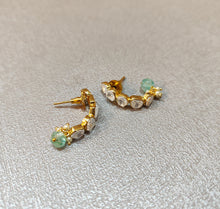 Load image into Gallery viewer, Polki Bali Earrings in Gold with Mint Green Beads
