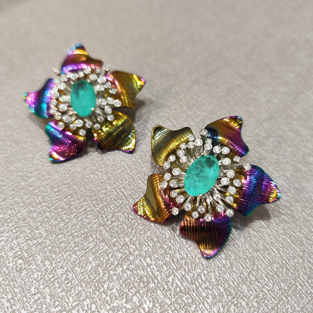 multicolor flower earrings