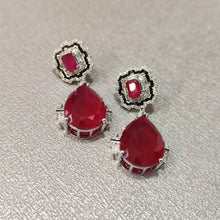 Load image into Gallery viewer, ruby earrings in silver
