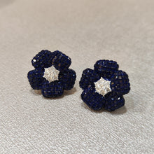Load image into Gallery viewer, blue flower earrings
