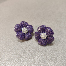Load image into Gallery viewer, lavender flower earrings invisible settings
