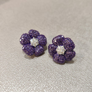 lavender flower earrings invisible settings