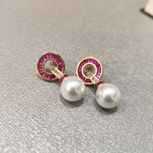 Load image into Gallery viewer, ruby pearl earrings
