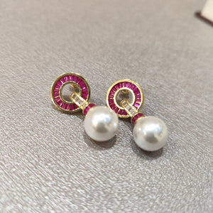 ruby pearl earrings