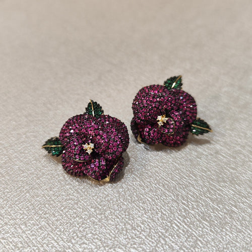 dark pink flower earrings