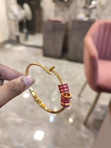 Gold Plated Nail Bracelet with Ruby Rings