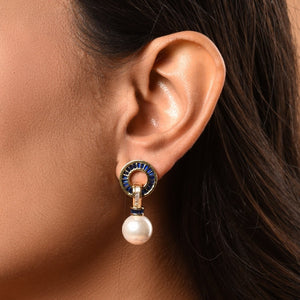 Blue Earrings in Pearl