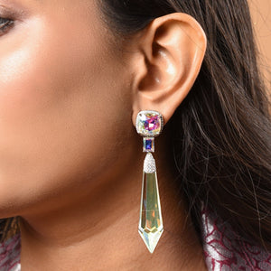 Swarovski Crystal Pointed Earrings in White