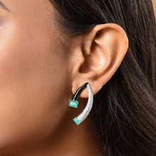 Load image into Gallery viewer, green black meena earrings
