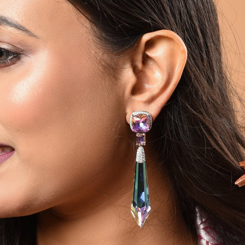 purple swarovski earrings