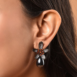 Black Pearl Flower Earrings