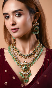 Royal Emerald Double Layered Polki Necklace