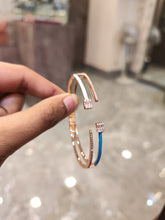 Load image into Gallery viewer, Rose Gold Blue Enamel Diamond Bracelet
