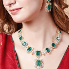 Load image into Gallery viewer, Silver Swarovski Emerald Set
