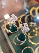 Load image into Gallery viewer, Emerald Silver Earrings
