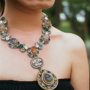 MutliColor Pastel Necklace in Semi Precious Stones