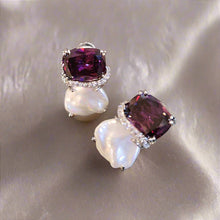 Load image into Gallery viewer, Purple Baroque Top Earrings
