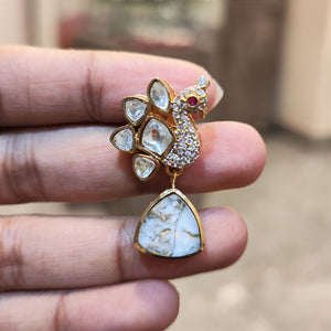 White Gold Opal Stone Earrings