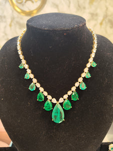 Royal Emerald Queen Necklace in Gold Plating (ISHA 036)