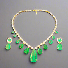 Load image into Gallery viewer, Royal Emerald Queen Necklace in Gold Plating (ISHA 036)
