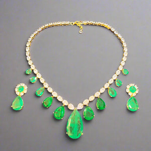 Royal Emerald Queen Necklace in Gold Plating (ISHA 036)